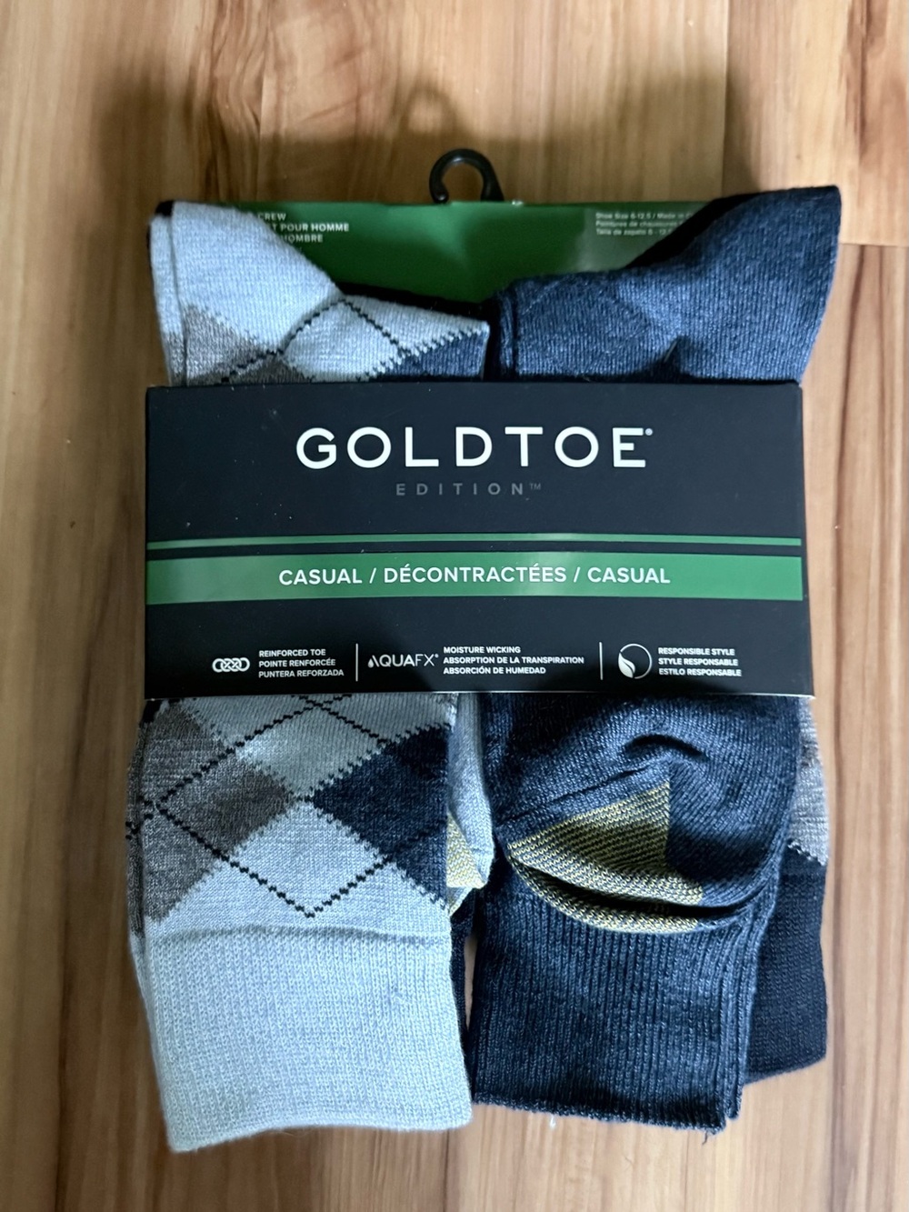 Gold Toe Men's Casual Argyle & Solid Sock Pack - Light Gray and Navy